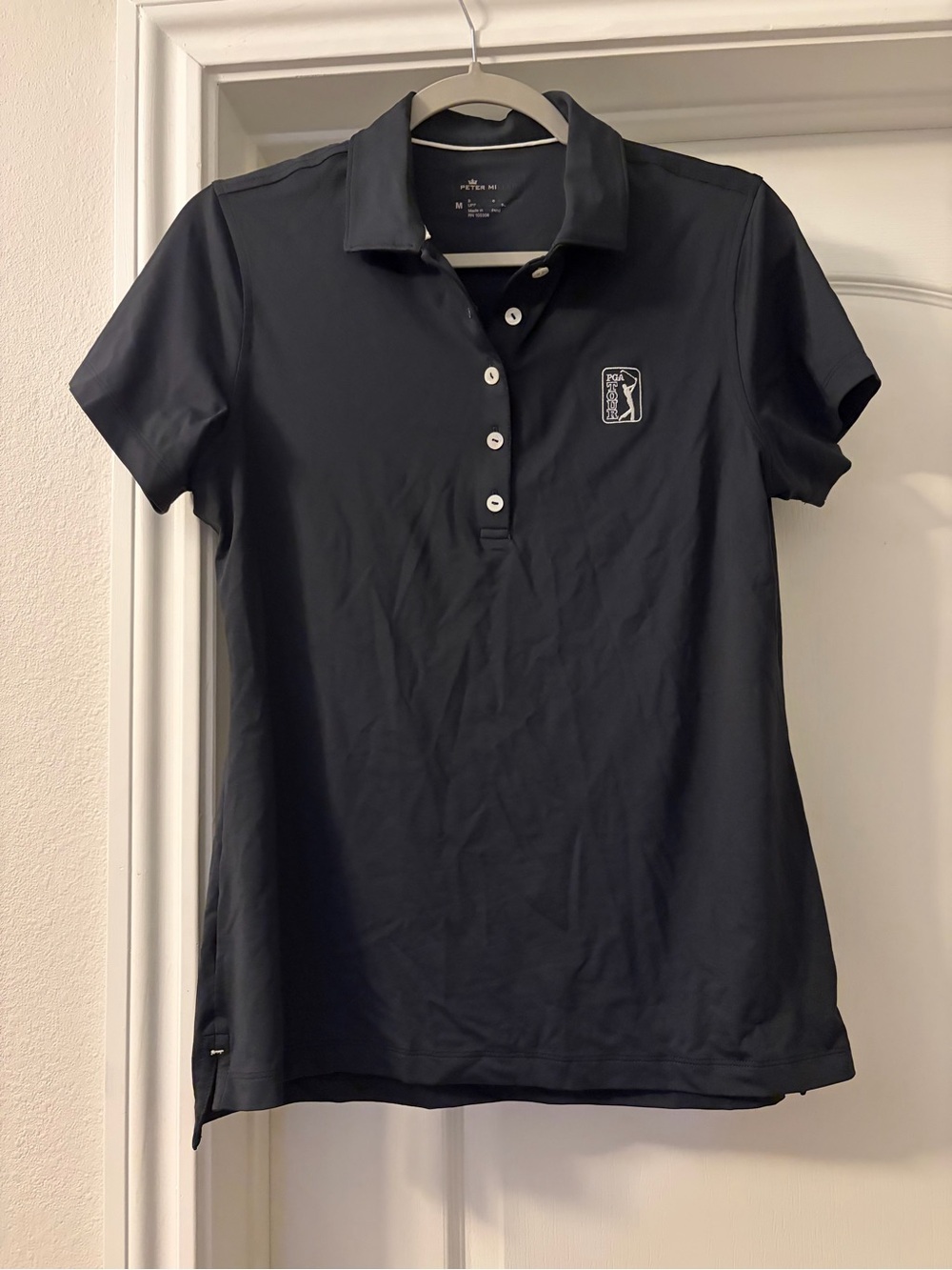 Peter Millar Women's Black Golf Short-Sleeve Polo with PGA TOUR Logo